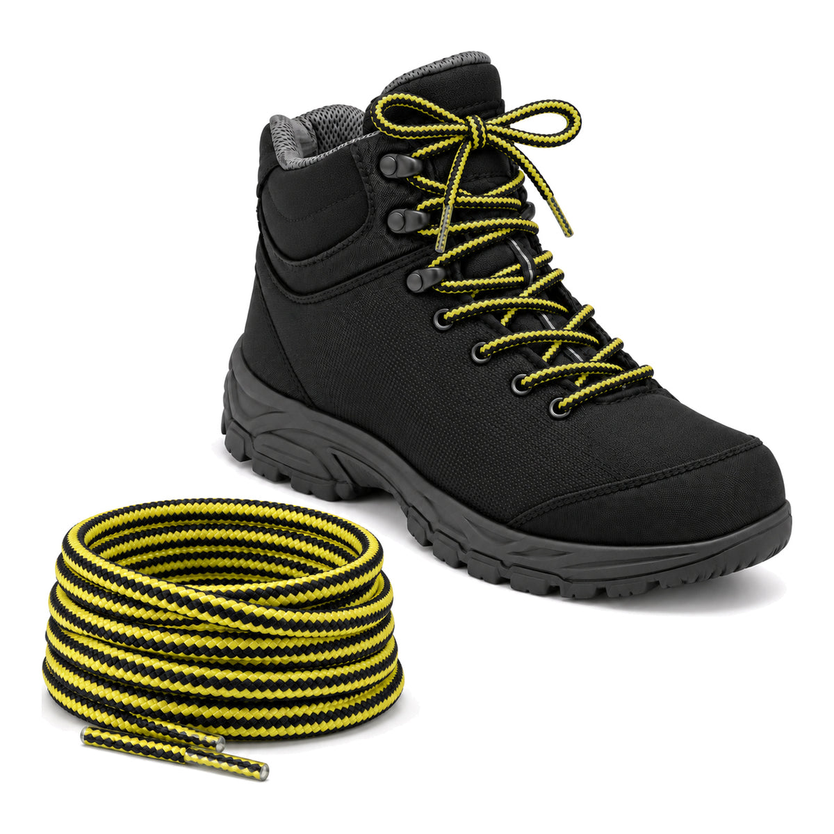 Noir jaune – lacets randonnee noir jaune 02 chaussure noir