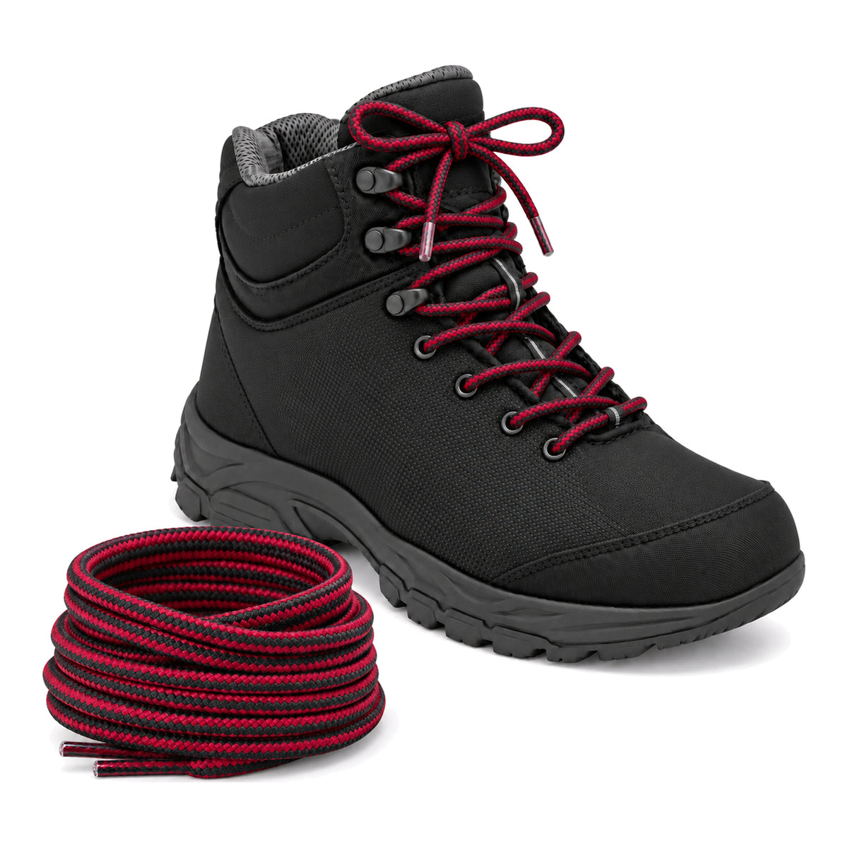 Noir rouge – lacets randonnee noir rouge 04 chaussure noir