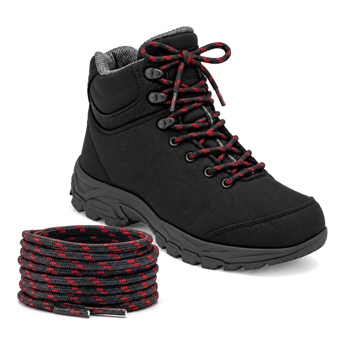 Noir rouge à motifs – lacets randonnee noir rouge a motifs 03 chaussure noir