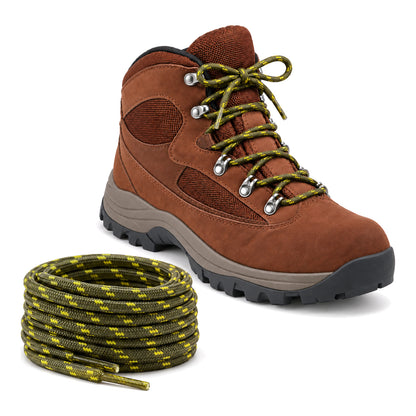 Vert olive jaune – lacets randonnee vert olive jaune a motifs 02 chaussure marron rouge