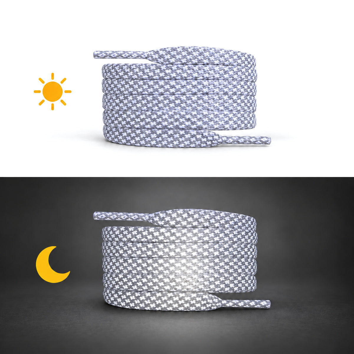 Blanc – lacets reflechissant plat blanc 02 jour nuit