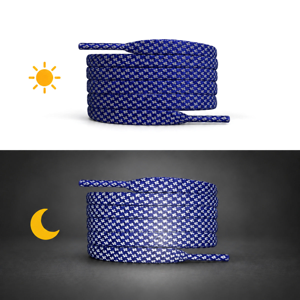 Bleu foncé – lacets reflechissant plat bleu fonce 02 jour nuit