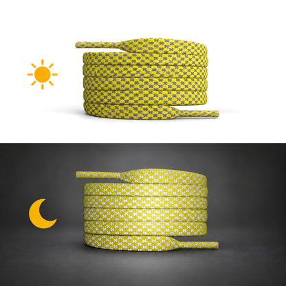 Jaune – lacets reflechissant plat jaune 02 jour nuit