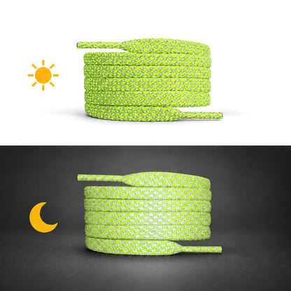 Jaune Vert Neon – lacets reflechissant plat jaune vert fluo 02 jour nuit