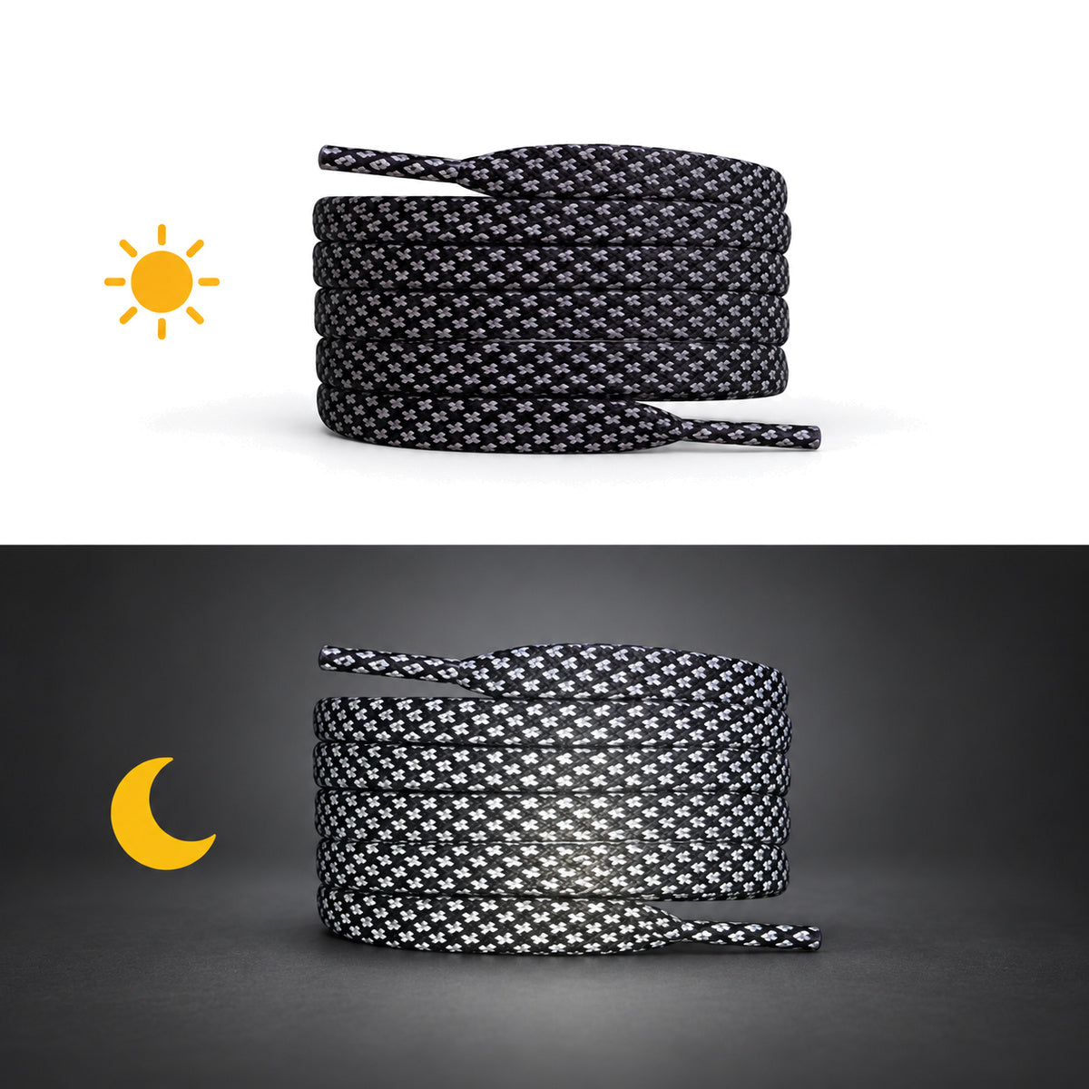 Noir – lacets reflechissant plat noir 04 jour nuit fonce