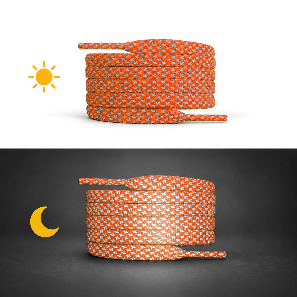 Orange – lacets reflechissant plat orange 02 jour nuit