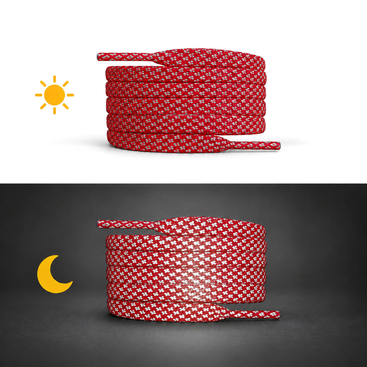 Rouge – lacets reflechissant plat rouge 02 jour nuit