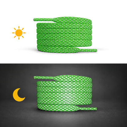 Vert clair – lacets reflechissant plat vert 02 jour nuit