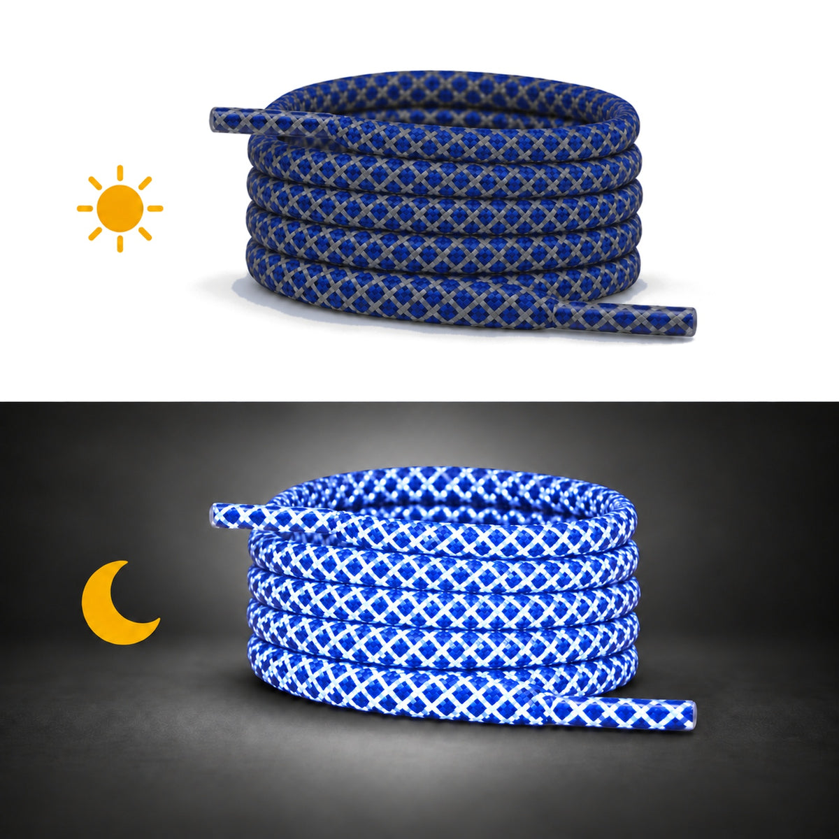 Bleu – lacets rond jour nuit 01 bleu