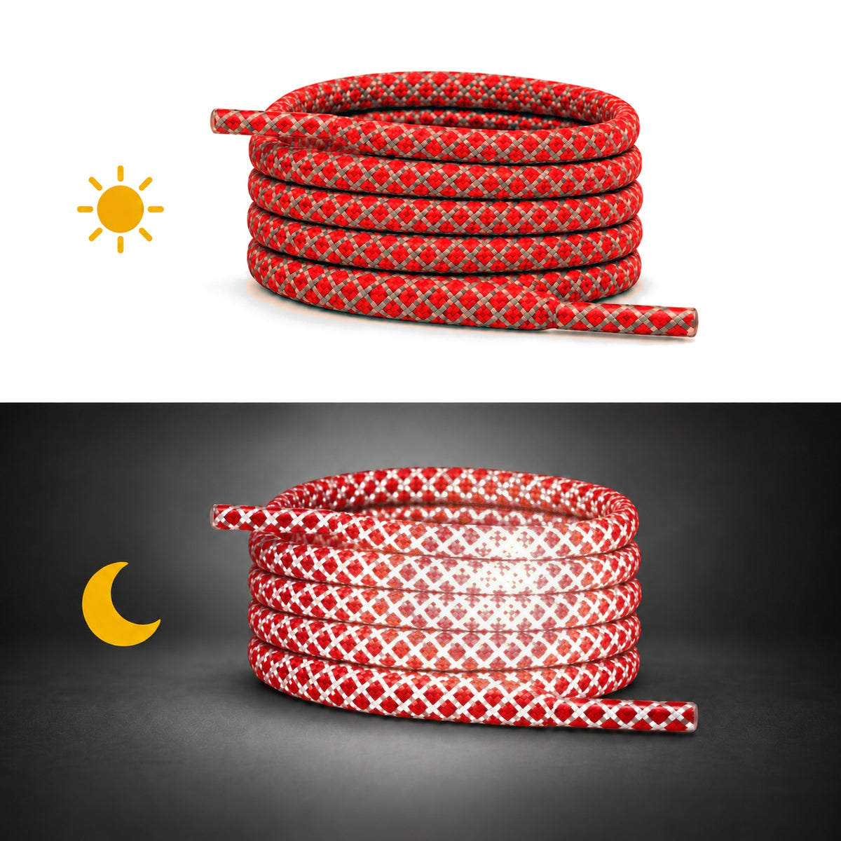 Rouge – lacets rond jour nuit 10 rouge