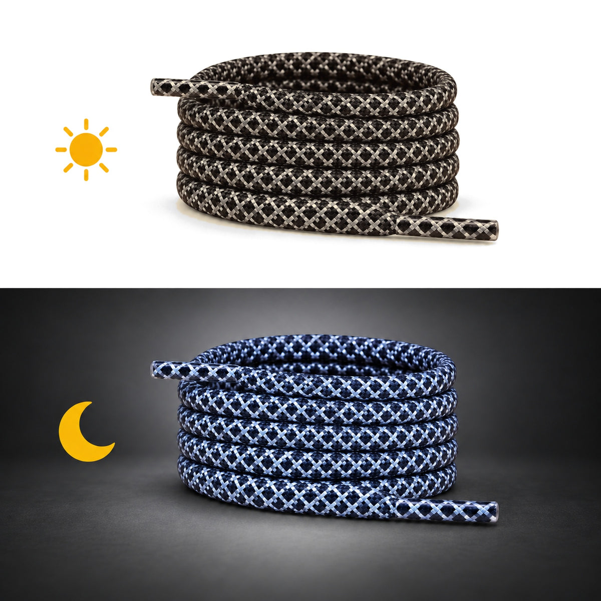Noir – lacets rond jour nuit 12 noir