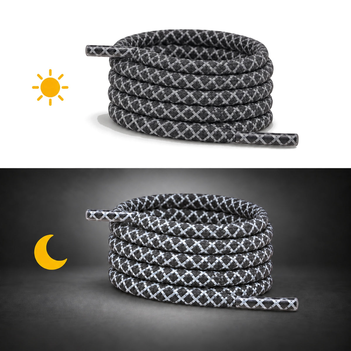 Gris foncé – lacets rond jour nuit 15 gris fonce